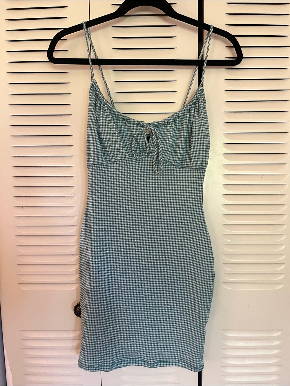 Windsor Green Gingham Spaghetti-Strap Dress